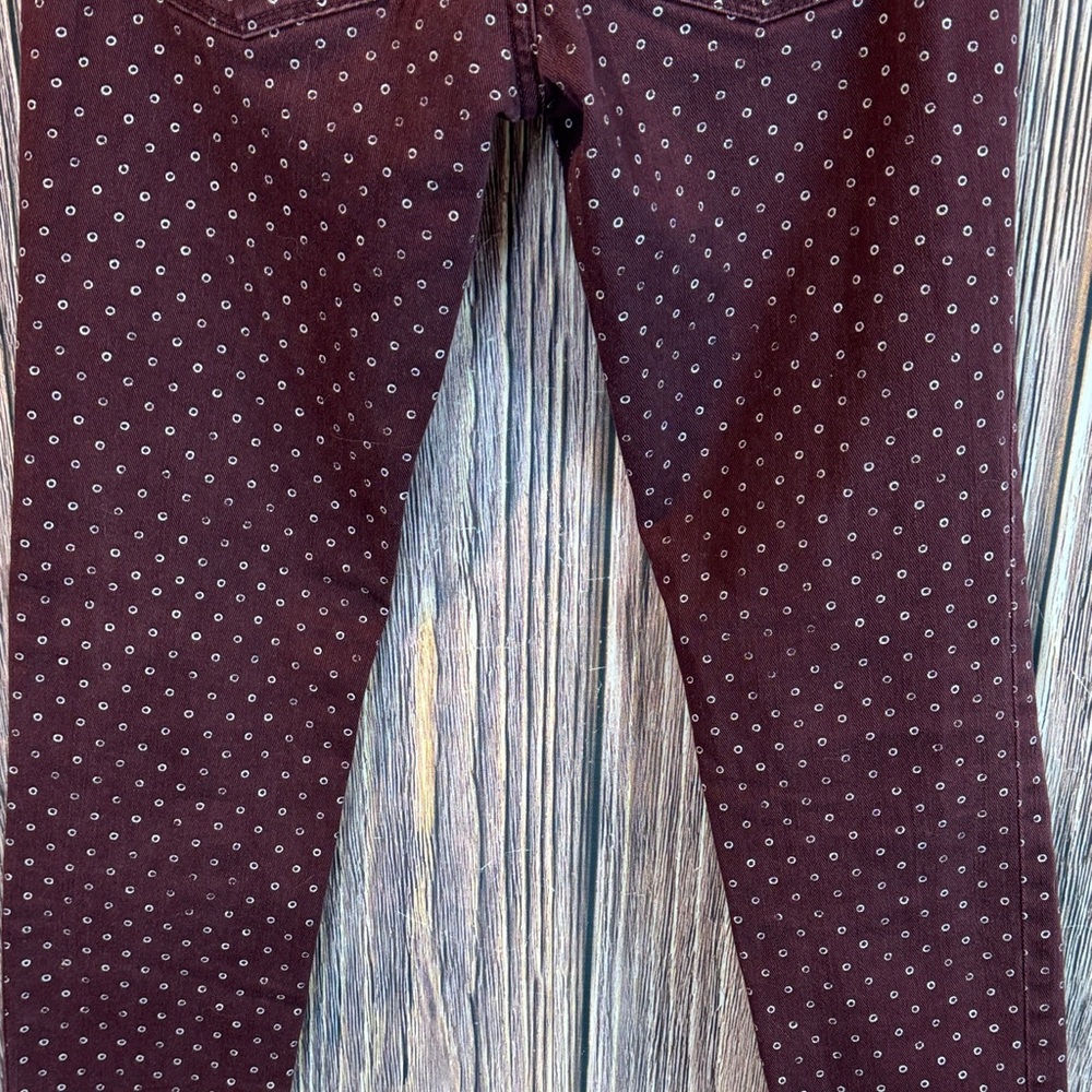 Roxy Maroon Polka Dot Skinny Jeans - Picture 8 of 9